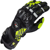 LS2 Feng Leather Gloves - Black / Hi Viz Yellow